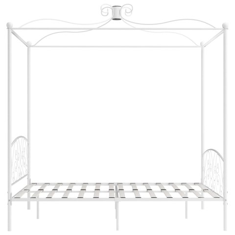 RAMA ŁÓŻKA Z BALDACHIMEM, BIAŁA, METALOWA, 160 X 200 CM