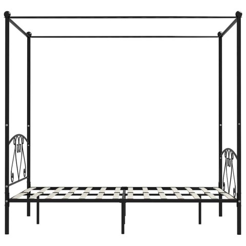 RAMA ŁÓŻKA Z BALDACHIMEM, CZARNA, METALOWA, 160 X 200 CM