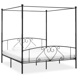 VidaXL Rama łóżka z baldachimem, czarna, metalowa, 200 x 200 cm