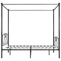 RAMA ŁÓŻKA Z BALDACHIMEM CZARNA METALOWA 200 X 200 CM