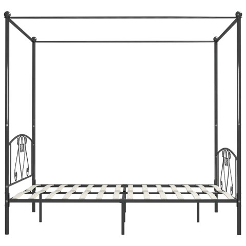 RAMA ŁÓŻKA Z BALDACHIMEM, SZARA, METALOWA, 180 X 200 CM