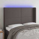 ZAGŁÓWEK DO ŁÓŻKA Z LED, SZARY, 147X16X118/128CM SZTUCZNA SKÓRA