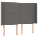 ZAGŁÓWEK DO ŁÓŻKA Z LED, SZARY, 147X16X118/128CM SZTUCZNA SKÓRA