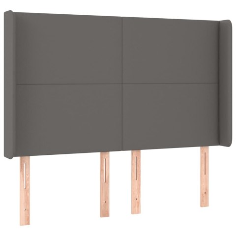 ZAGŁÓWEK DO ŁÓŻKA Z LED, SZARY, 147X16X118/128CM SZTUCZNA SKÓRA