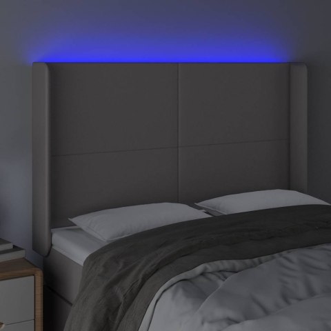 ZAGŁÓWEK DO ŁÓŻKA Z LED, SZARY, 147X16X118/128CM SZTUCZNA SKÓRA
