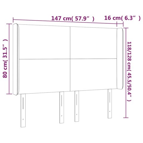 ZAGŁÓWEK DO ŁÓŻKA Z LED, SZARY, 147X16X118/128CM SZTUCZNA SKÓRA