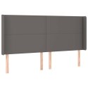 VidaXL Zagłówek do łóżka z LED, szary, 163x16x118/128cm sztuczna skóra