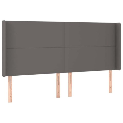 VidaXL Zagłówek do łóżka z LED, szary, 163x16x118/128cm sztuczna skóra