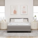 VidaXL Łóżko sprężynowe z paskami LED Ciemnoszary 160 x 200 cm tkanina