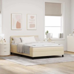 ŁÓŻKO SPRĘŻYNOWE Z PASKAMI LED KREMOWY 160 X 200 CM TKANINA