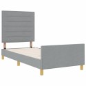 RAMKA ŁÓŻKA Z ZAGŁÓWKIEM JASNOSZARY 90 X 200 CM TKANINA