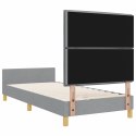 RAMKA ŁÓŻKA Z ZAGŁÓWKIEM JASNOSZARY 90 X 200 CM TKANINA