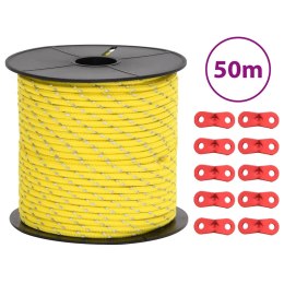 LINKA NAMIOTOWA Z NAPINACZAMI ELEMENTY ODBLASKOWE 50 M 4 MM
