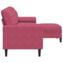 VidaXL 3-osobowa sofa z podnóżkiem winna czerwień 210 cm, aksamit