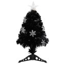 CHOINKA ZE ŚNIEŻYNKAMI LED CZARNA 64 CM ŚWIATŁOWODOWA