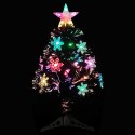 CHOINKA ZE ŚNIEŻYNKAMI LED CZARNA 64 CM ŚWIATŁOWODOWA