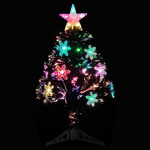 CHOINKA ZE ŚNIEŻYNKAMI LED CZARNA 64 CM ŚWIATŁOWODOWA