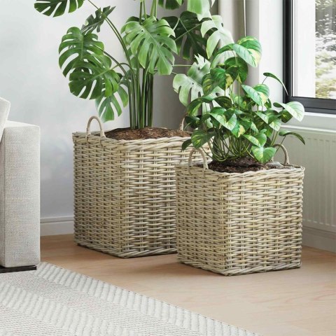 KOSZ NA ROŚLINY GENDT 2 SZT. NATURALNA SZAROŚĆ RATTAN KUBU