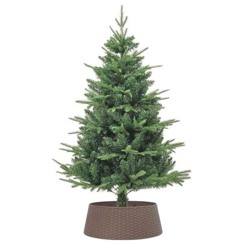 VidaXL Osłona pod choinkę, brązowa, Ø65x23 cm, plastikowa