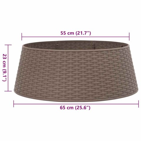 VidaXL Osłona pod choinkę, brązowa, Ø65x23 cm, plastikowa