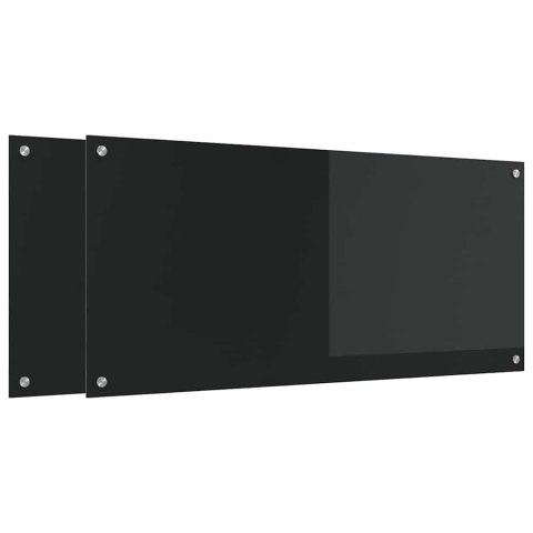 PANEL KUCHENNY 2 SZT. CZARNY 110 X 50 CM SZKŁO HARTOWANE