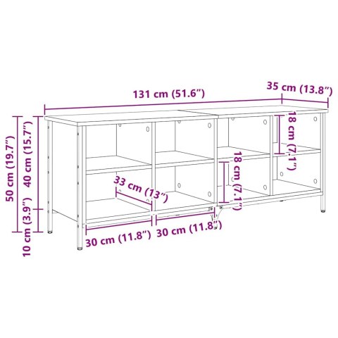 SZAFKA NA BUTY 131 X 35 X 50 CM DREWNO INŻYNIERYJNE I ŻELAZO