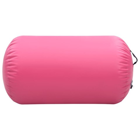 DMUCHANY WAŁEK GIMNASTYCZNY Z POMPKĄ 100X60 CM PVC RÓŻOWY