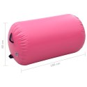DMUCHANY WAŁEK GIMNASTYCZNY Z POMPKĄ 100X60 CM PVC RÓŻOWY