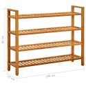 STOJAK NA BUTY Z 4 PÓŁKAMI 100X27X80CM DREWNO DĘBOWE