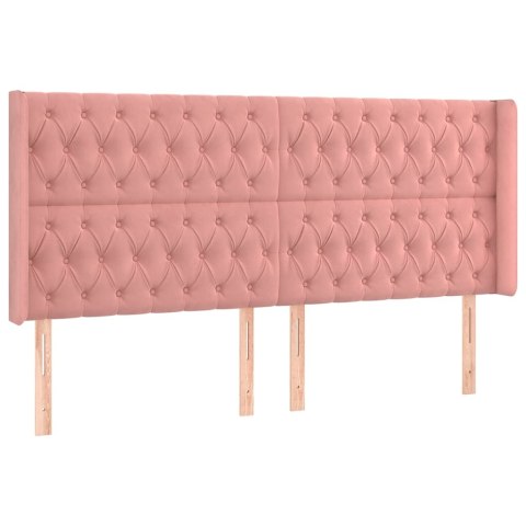 VidaXL Zagłówek do łóżka z LED, różowy, 183x16x118/128 cm, aksamit