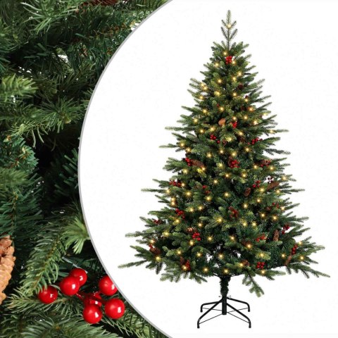 VidaXL Sztuczna choinka z zawiasami 150 cm 150 LED Ciepła biel