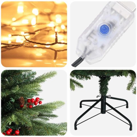 VidaXL Sztuczna choinka z zawiasami 150 cm 150 LED Ciepła biel