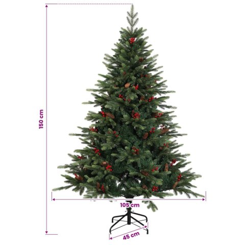 VidaXL Sztuczna choinka z zawiasami 150 cm 150 LED Ciepła biel