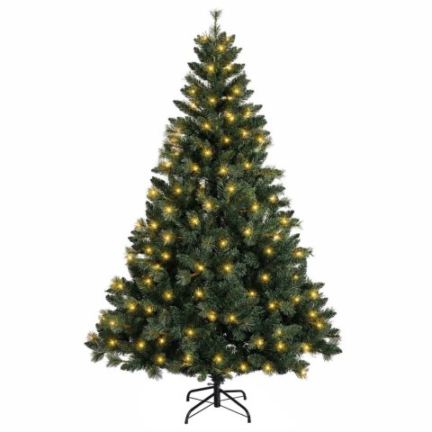 VidaXL Sztuczna choinka z zawiasami 150 cm 150 LED Ciepła biel