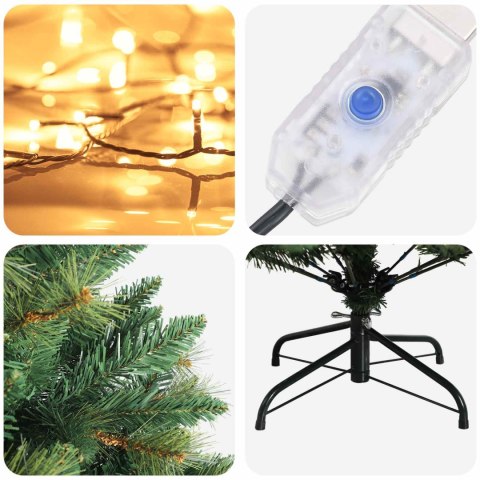 VidaXL Sztuczna choinka z zawiasami 150 cm 150 LED Ciepła biel