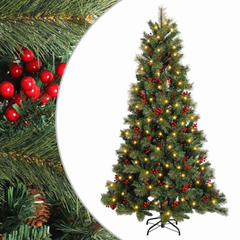 VidaXL Sztuczna choinka z zawiasami 150 cm 150 LED Ciepła biel