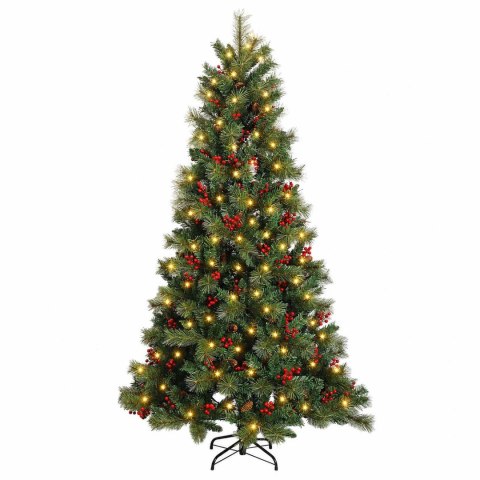 VidaXL Sztuczna choinka z zawiasami 150 cm 150 LED Ciepła biel