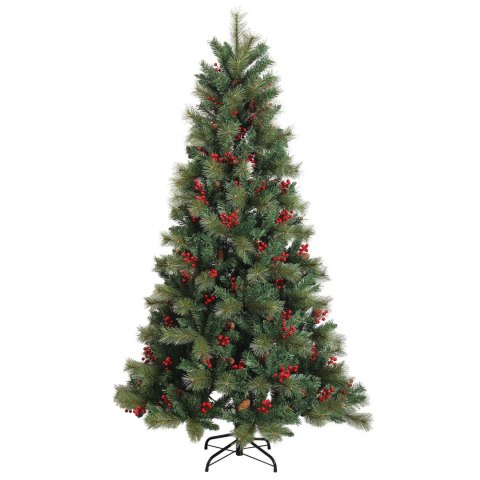 VidaXL Sztuczna choinka z zawiasami 150 cm 150 LED Ciepła biel