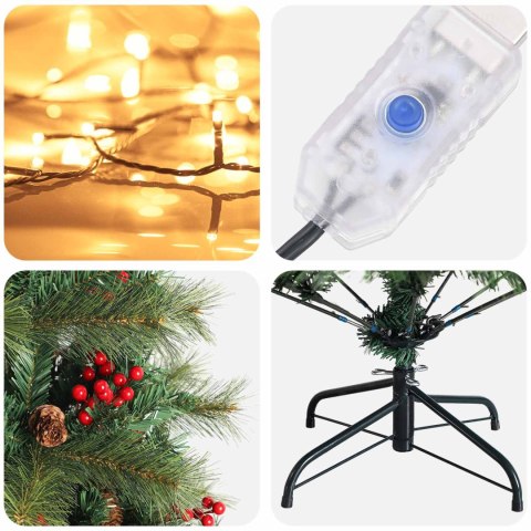 VidaXL Sztuczna choinka z zawiasami 150 cm 150 LED Ciepła biel