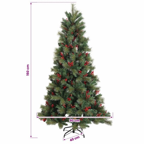VidaXL Sztuczna choinka z zawiasami 150 cm 150 LED Ciepła biel
