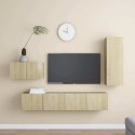 VidaXL 4-cz. zestaw szafek TV, dąb sonoma, materiał drewnopochodny