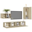 VidaXL 4-cz. zestaw szafek TV, dąb sonoma, materiał drewnopochodny