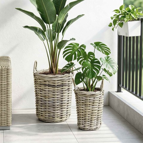 KOSZ NA ROŚLINY GENDT 2 SZT. NATURALNA SZAROŚĆ RATTAN KUBU
