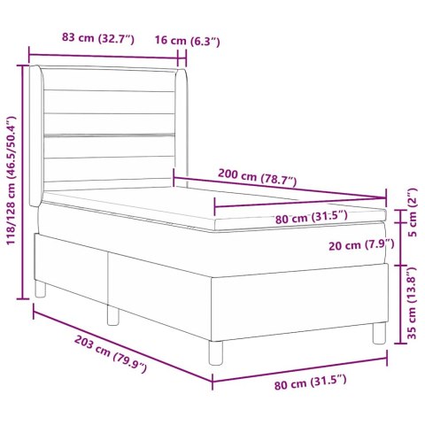 ŁÓŻKO SPRĘŻYNOWE Z MATERACEM NIEBIESKI 80 X 200 CM TKANINA
