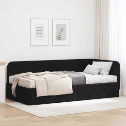 VidaXL Rama łóżka narożnego Czarny 100 x 200 cm tkanina