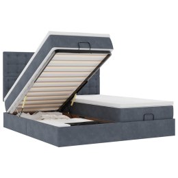 VidaXL Rama łóżka otomana z materacami, szara, 180x200 cm, aksamit