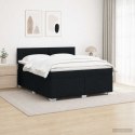 ŁÓŻKO BOX SPRING Z MATERACEM I LED CZARNY 140 X 200 CM TKANINA