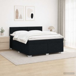 ŁÓŻKO BOX SPRING Z MATERACEM I LED CZARNY 140 X 200 CM TKANINA