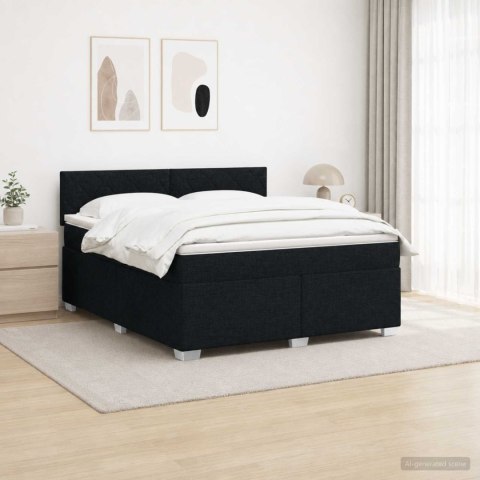 ŁÓŻKO BOX SPRING Z MATERACEM I LED CZARNY 140 X 200 CM TKANINA