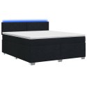ŁÓŻKO BOX SPRING Z MATERACEM I LED CZARNY 140 X 200 CM TKANINA